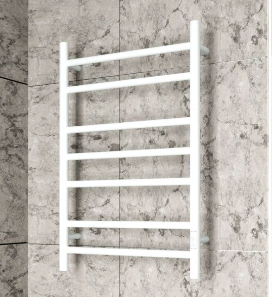 Полотенцесушитель электрический BAU Stil 50х80, 7 планок, универсальный, белый полуматовый
