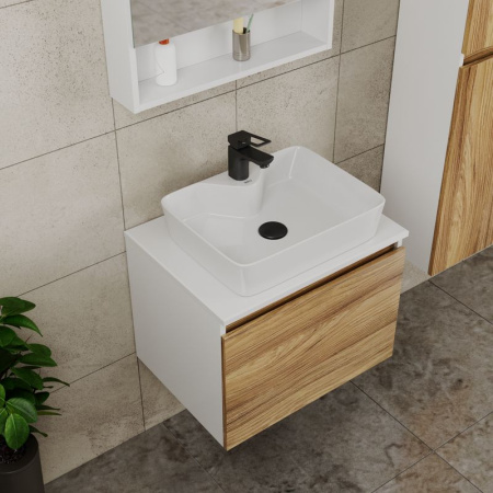 Комплект для ванной, 4 предмета (тумба Bau Dream 60 + раковина BAU 48х37, с отв. под смеситель + смеситель Cerama Black, выпуск клик-клак, черный)