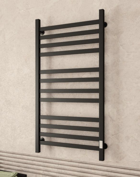 Полотенцесушитель электрический профильный Маргроид BAU В81/10 60х120, 3 вставки 4-4-4, черный матовый RAL 9005 с таймером справа