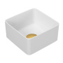 Раковина накладная на столешницу BAU Mini квадратная 24х24 белая, выпуск клик клак, золото