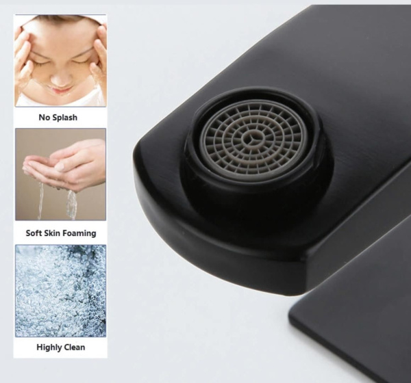 Раковина накладная со смесителем и выпуском (прямоугольная BAU Cerama Mini 33х28 + смеситель Cerama Black, черный, выпуск)