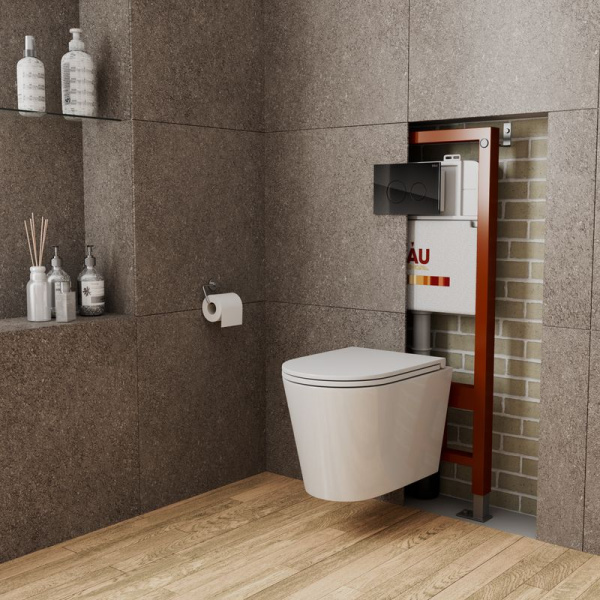 Комплект BAU 6 в 1: инсталляция BAU PRO, унитаз подвесной торнадо Bau Nimb Hurricane-2, сиденье дюропласт микролифт, клавиша из стекла BAU Dream