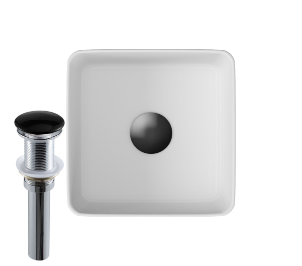 Тумба с раковиной и выпуском (Тумба Bau Dream Blackwood 40, умывальник BAU Mini 24х24, выпуск клик клак, черный)