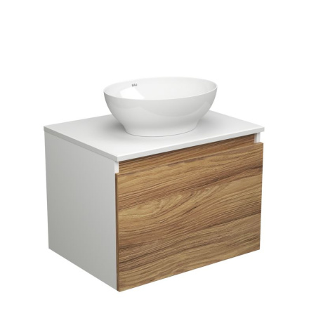 Тумба с раковиной (тумба подвесная под раковину Bau Dream Blackwood 60 + раковина накладная овальная BAU Nimb 41х33, белая)