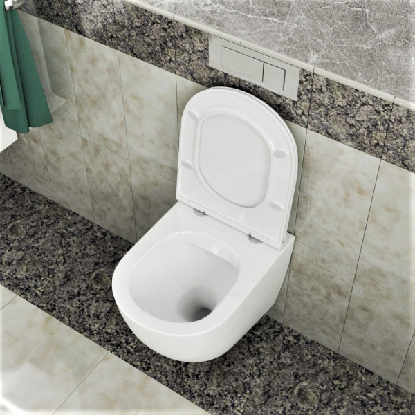 Унитаз подвесной безободковый Bau Dream 49, сиденье быстросъемное микролифт