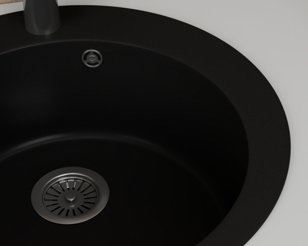 Мойка для кухни BAU Dream Black coal D 50, выпуск с сифоном в комплекте, черный уголь