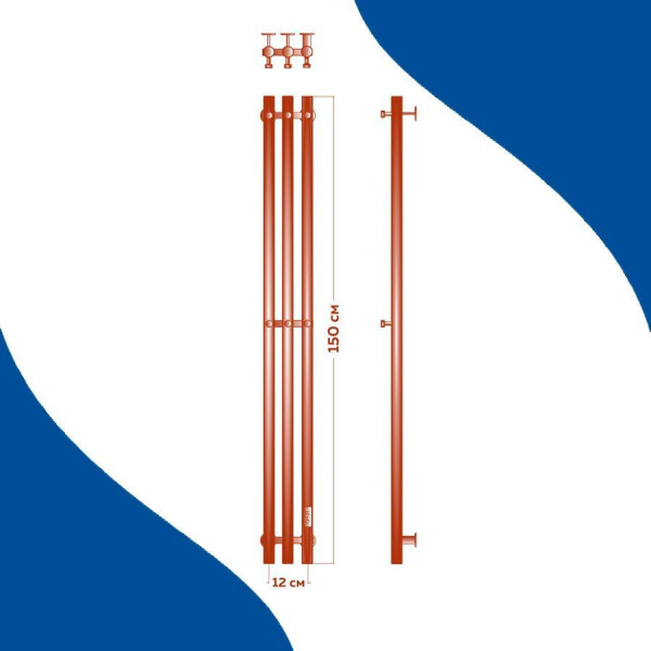 Полотенцесушитель, дизайн-радиатор электрический Маргроид BAU Inaro III 150х12, нержавеющая сталь, с таймером