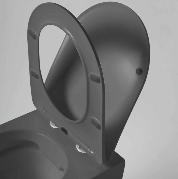 Унитаз подвесной безободковый Bau Dream 49,5х36, сиденье дюропласт микролифт, темно-серый матовый