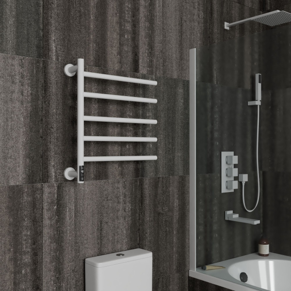 Полотенцесушитель дизайнерский электрический BAU Nimb Elegant White 60х50, подключение нижнее, белый матовый