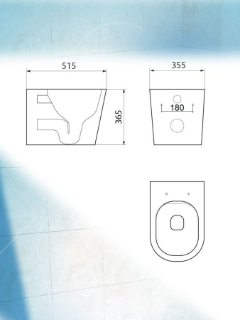 Унитаз подвесной безободковый вихревой Bau Nimb Hurricane с системой смыва "Торнадо", быстросъемное тонкое сиденье дюропласт микролифт