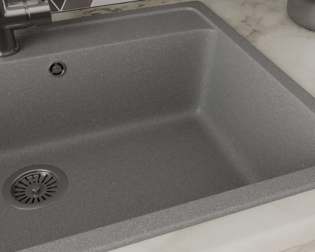 Мойка для кухни BAU Stil Gray stone 76х51, выпуск с сифоном в комплекте, серый камень
