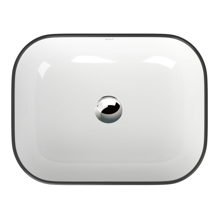 Раковина накладная прямоугольная BAU Stil 50х40, белая, черный кант + выпуск клик-клак, хром