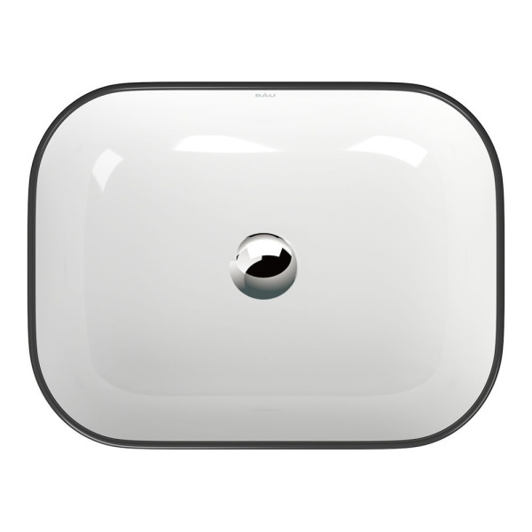 Раковина накладная со смесителем и выпуском (прямоугольная BAU Stil 50х40, белая + смеситель Hotel Still, нер. сталь, выпуск клик-клак хром)