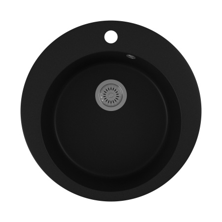 Мойка для кухни BAU Dream Black coal D 50, выпуск с сифоном в комплекте, черный уголь