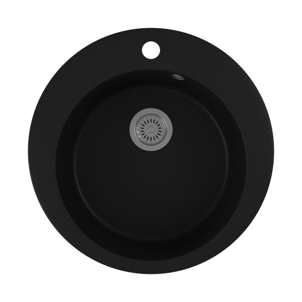 Мойка для кухни BAU Dream Black coal D 50, выпуск с сифоном в комплекте, черный уголь