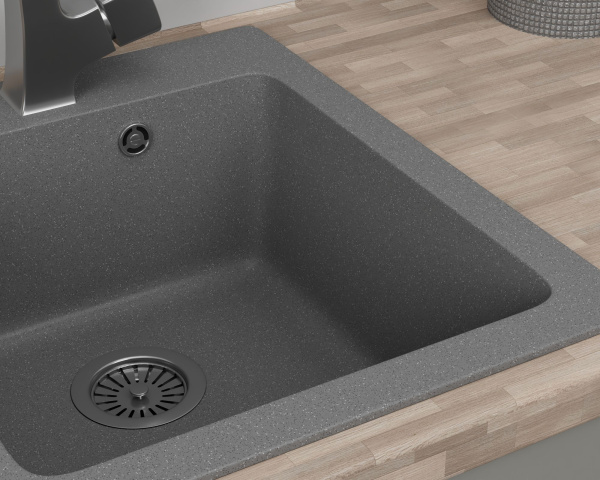 Мойка для кухни BAU Stil Gray stone 42х50, выпуск с сифоном в комплекте, серый камень