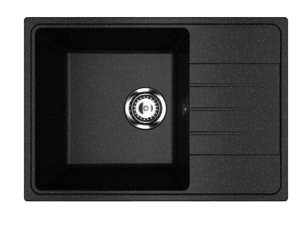 Мойка для кухни с крылом BAU Stil Pro 60х42 без выпуска, черный камень
