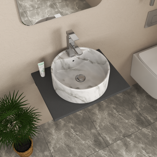 Столешница кварц под накладную раковину BAU Hotel 60, серый металлик -MRY0012