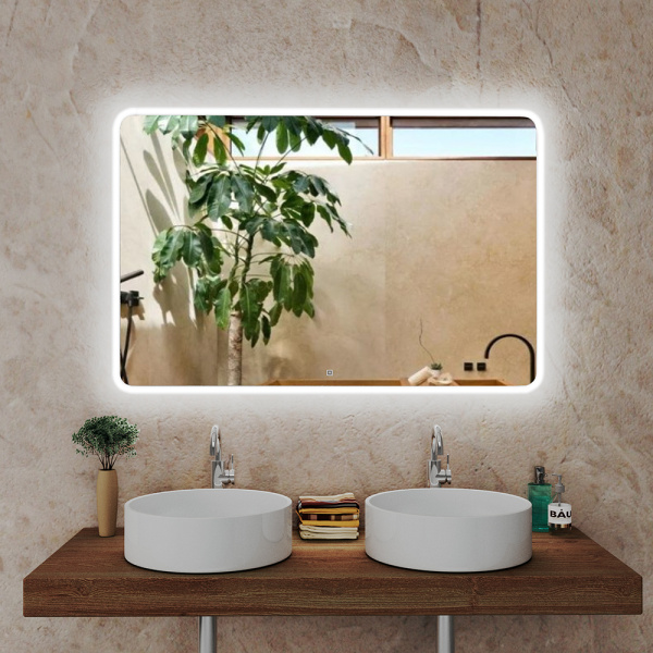 Зеркало для ванной с подсветкой Bau Stil 120х70, LED сенсор, пластиковый защитный корпус