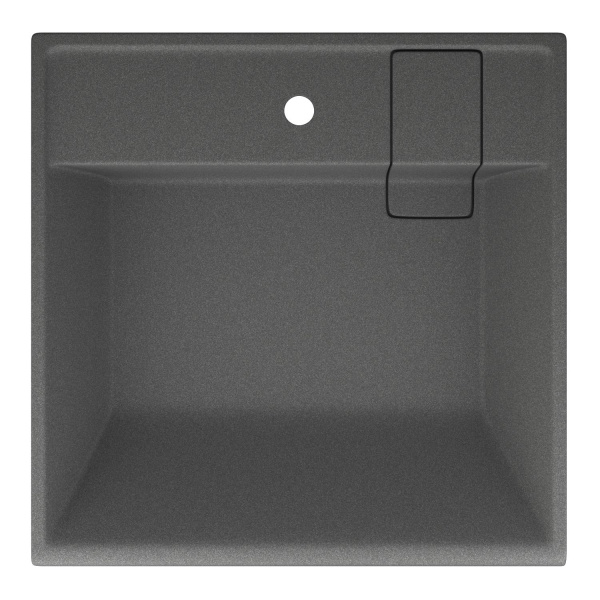 Раковина над стиральной машиной BAU Stil кварцевая в комплекте с выпуском и кронштейнами, серый металлик