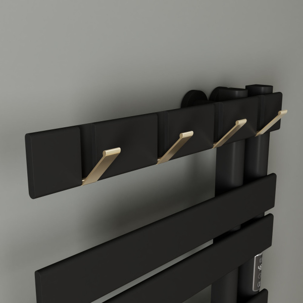 Полотенцесушитель дизайнерский электрический BAU Wind Hook Black 80х50, подключение нижнее, черный матовый