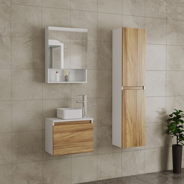 Комплект для ванной, 3 предмета (Тумба Bau Dream Blackwood 50, раковина BAU Mini 24х24, смеситель для раковины Diadonna Dream, латунь, хром)