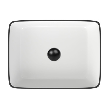 Раковина накладная прямоугольная BAU Hotel 48х37, белая, черный кант + выпуск клик-клак, черный