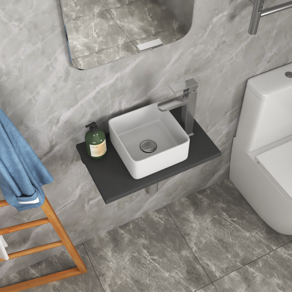 Столешница кварц под накладную раковину BAU Hotel 50 с кронштейнами, серый металлик - MRY0010