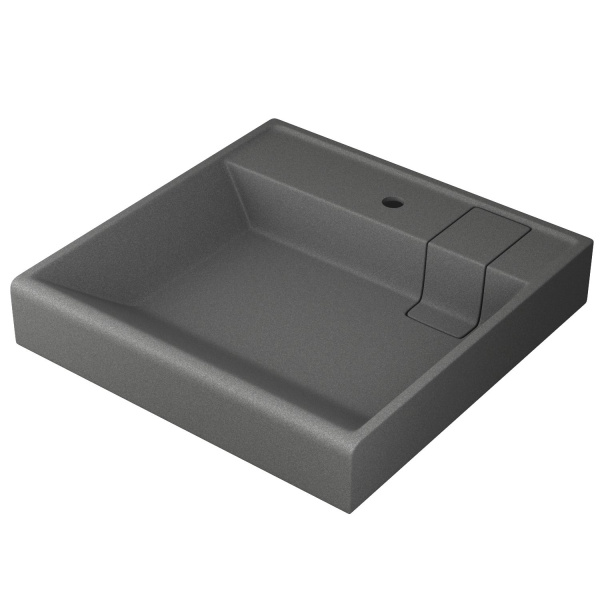 Раковина над стиральной машиной BAU Stil кварцевая в комплекте с выпуском и кронштейнами, серый металлик