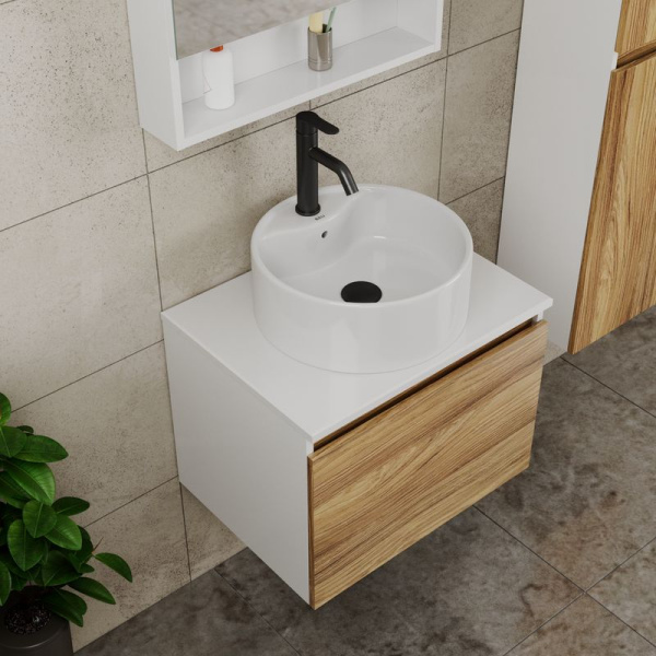 Комплект для ванной, 4 предмета (тумба Bau Dream 60 + раковина BAU D40, с отв. под смеситель + смеситель Dream Black, выпуск клик-клак, черный)