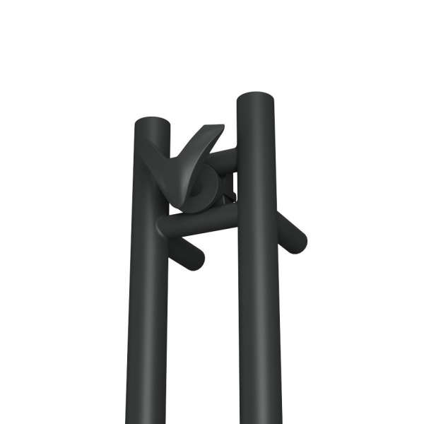 Полотенцесушитель дизайнерский электрический, BAU Stella 10х160, 2 коллектора, 2 крючка, черный матовый RAL 9005