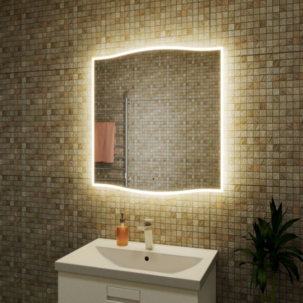 Зеркало Plaza Limited Edition 650х745, сенсор на взмах, c LED подсветкой, защитный корпус с высокой светопроницаемостью, теплый свет