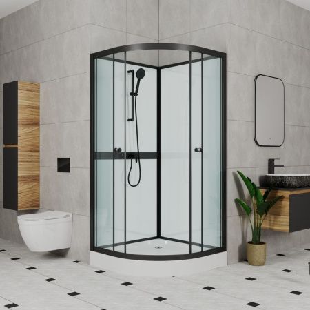 Душевая кабина BAU Nimb Black Rand 90x90х215, прозрачное закаленное стекло, черный профиль