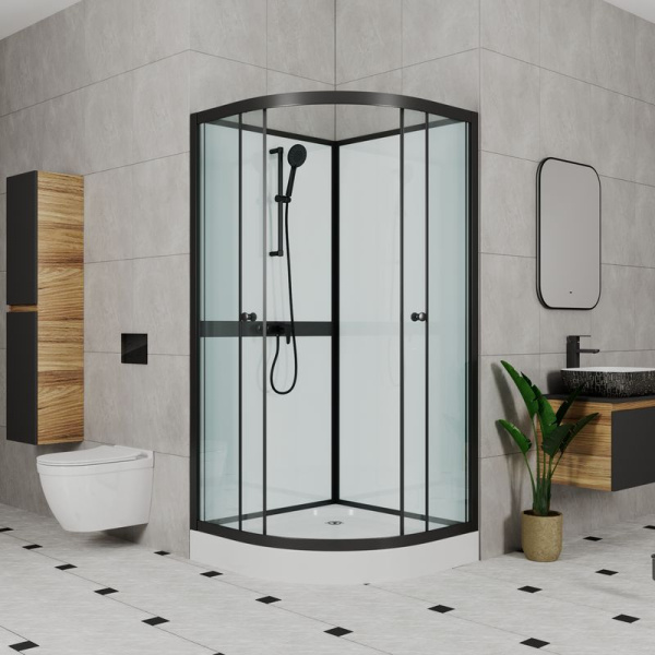 Душевая кабина BAU Nimb Black Rand 90x90х215, прозрачное закаленное стекло, черный профиль