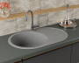 Мойка для кухни врезная кварцевая в комплекте с сифоном BAU Dream Gray silk 78х51, серый шёлк