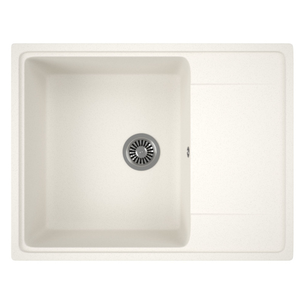 Мойка для кухни с крылом BAU Stil Pro 65х50 без выпуска, белый песок