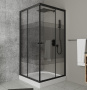 Душевой уголок квадратный BAU Stil pattern 90х90х195, с поддоном 12,5 см, закаленное стекло толщиной 5 мм, черные профили, с сифоном