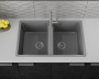 Мойка для кухни двойная чаша BAU Stil Gray stone 77х50, выпуск с сифоном в комплекте, серый камень