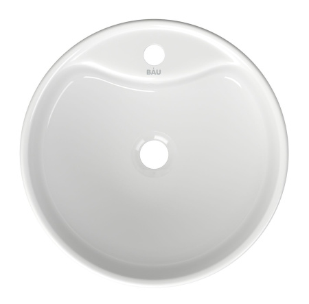 Раковина накладная со смесителем и выпуском (круглая BAU D40, белая + смеситель Hotel Still, нер. сталь, выпуск клик-клак хром)