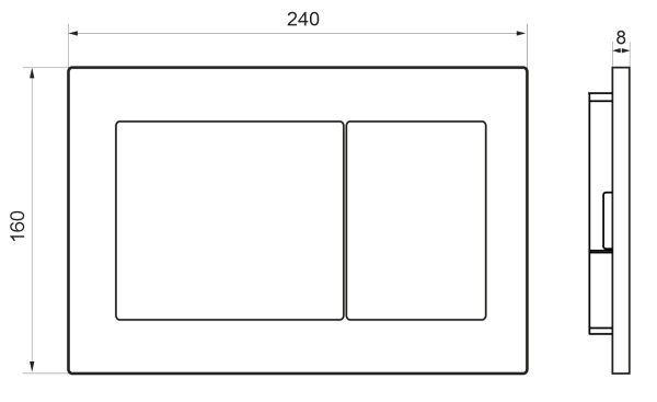 Кнопка смыва BAU Stil Gun Grey, антивандальная, нержавеющая сталь темно-серый металлик
