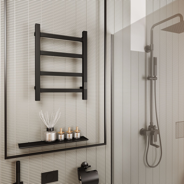 Полотенцесушитель электрический профильный BAU Hotel 40х60, 4 планки , универсальный, черный матовый RAL 9005