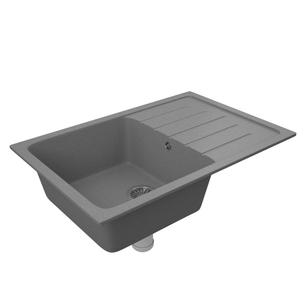 Мойка для кухни оборачиваемая с крылом BAU Stil Gray stone 75х50, выпуск с сифоном в комплекте, серый камень