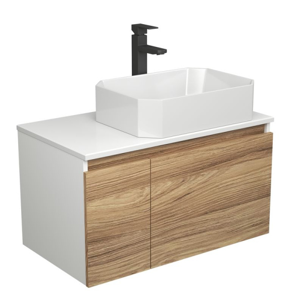 Комплект для ванной, 3 предмета (Тумба подвесная Bau Blackwood 80 + Раковина BAU Hotel 51х37, Смеситель высокий Hotel Black, черный)