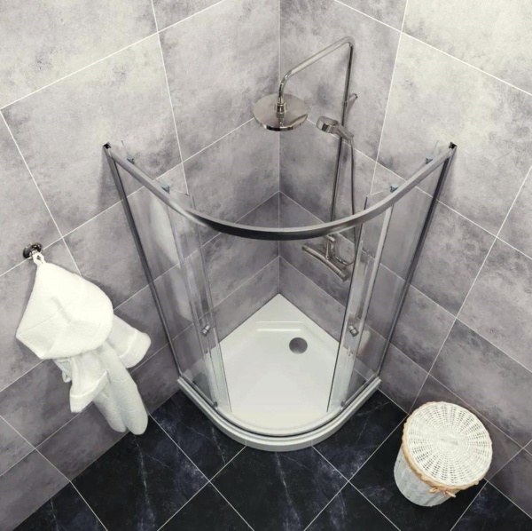 Душевой уголок BAU Dream с поддоном 90x90х195, прозрачное закаленное стекло 5 мм, хромированный профиль