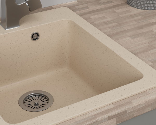 Мойка для кухни BAU Stil Sand 42х50, выпуск с сифоном в комплекте, бежевый песок