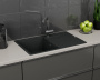 Мойка для кухни врезная кварцевая в комплекте с сифоном BAU Stil Black 78х51, черный