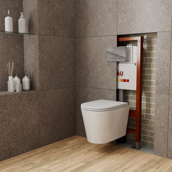 Комплект BAU 6 в 1: инсталляция BAU PRO, унитаз подвесной торнадо Bau Nimb Hurricane-2, сиденье дюропласт микролифт, кнопка смыва BAU Soul, хром