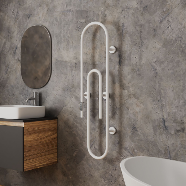 Полотенцесушитель дизайнерский электрический BAU Wall Clip White 120х30, белый матовый