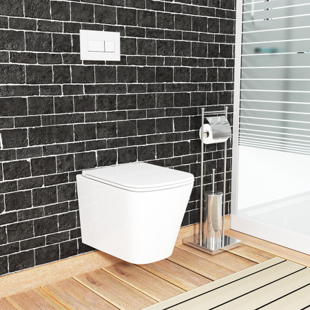 Унитаз подвесной безободковый Bau Stil, быстросъемное тонкое сиденье дюропласт микролифт