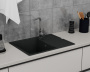Мойка для кухни врезная кварцевая в комплекте с сифоном BAU Stil Black 65х51, черный